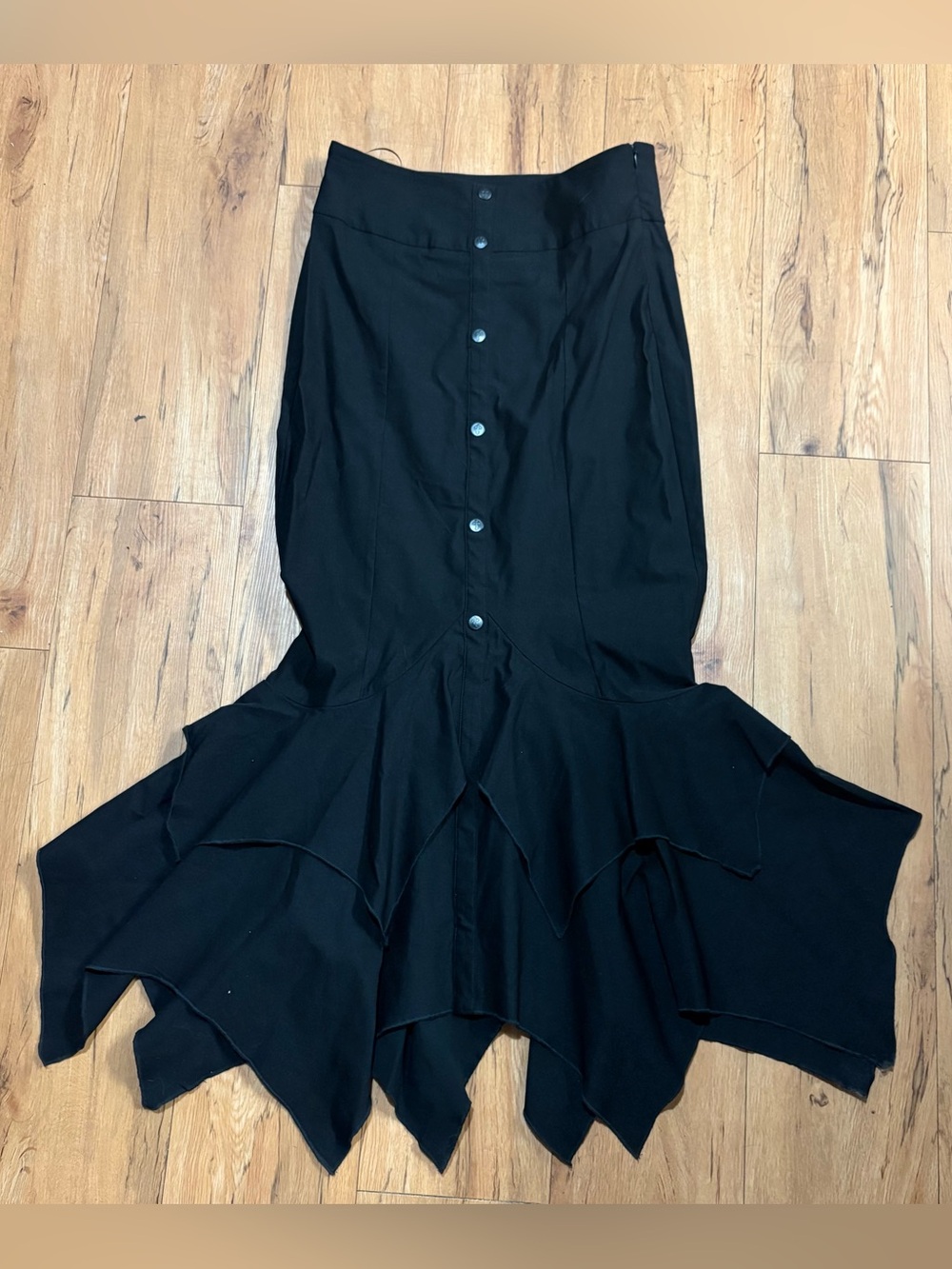 Black ruffle maxi skirt